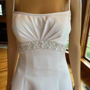*Venus White Satin Beads Empire Spaghetti Strap Wedding Dress Bridal Gown Size 6
